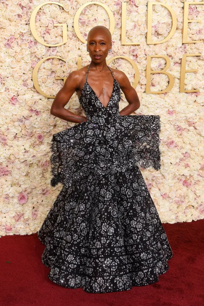 Cynthia Erivo en la alfombra roja de los Golden Globes 2025