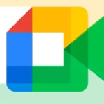 Logo colorido de Google Meet sobre fondo pastel, símbolo de la plataforma de videollamadas de Google.